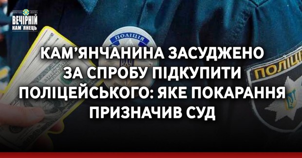 Кам’янчанина засуджено за спробу підкупити поліцейського: яке покарання призначив суд